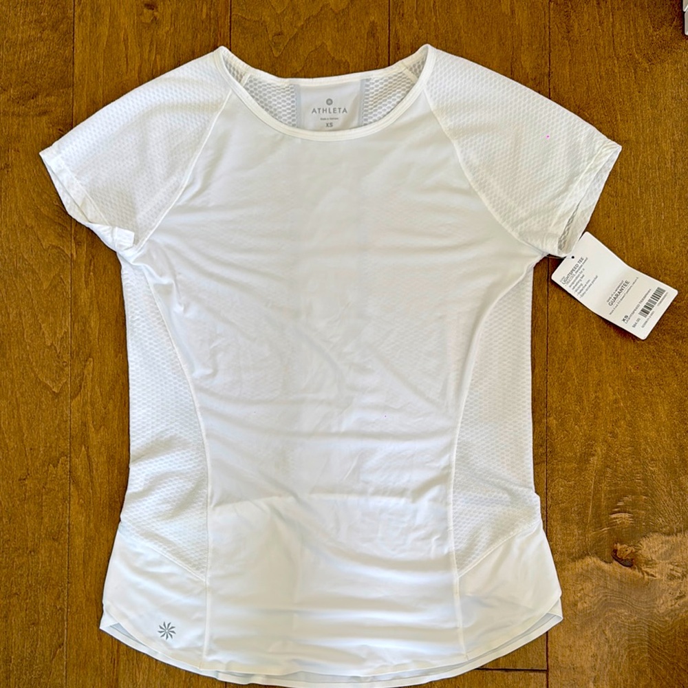 Athleta White Fitted Cap Sleeve Tee - Lightspeed Tee
